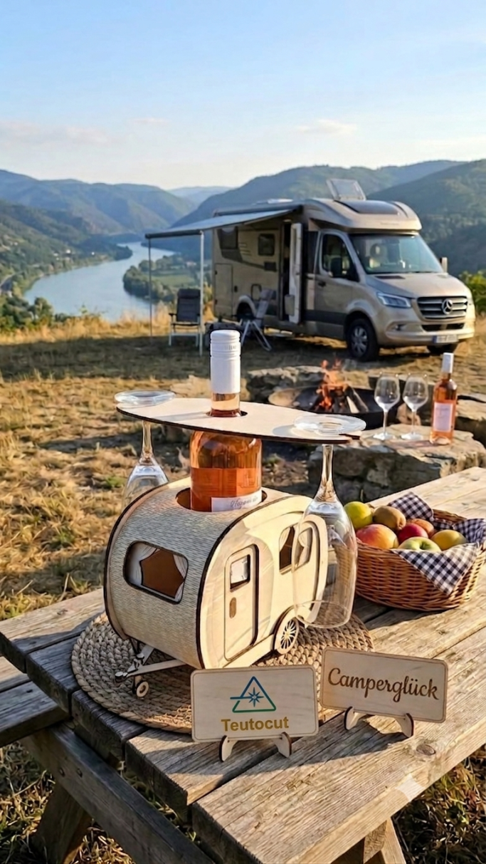 Deko-Wohnmobil für Weinflasche & Gläser - Perfekt für Camper Wohnmobil für Weinflasche & Gläser
