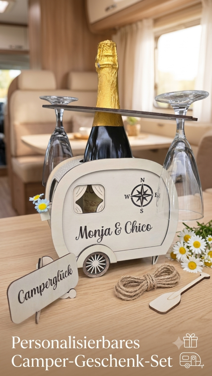 Wohnmobil für Weinflasche & Gläser